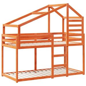 Letto a Castello con Tetto Cera 90x200 cm Legno Massello Pino