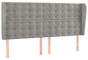 Testiera ad Orecchio Grigio Chiaro 183x23x118/128 cm in Velluto