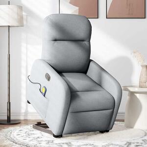 Poltrona Alzapersona Massaggi Elettrica Grigio Chiaro Tessuto