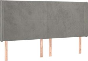 Testiera ad Orecchio Grigio Chiaro 203x16x118/128 cm in Velluto