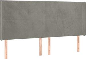 Testiera ad Orecchio Grigio Chiaro 183x16x118/128 cm in Velluto