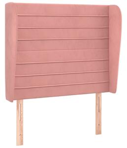 Testiera ad Orecchio Rosa 83x23x118/128 cm in Velluto