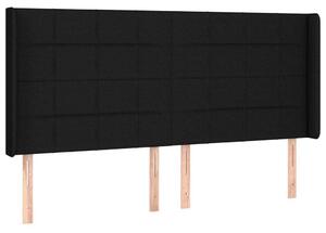 Testiera ad Orecchio Nera 163x16x118/128 cm in Tessuto