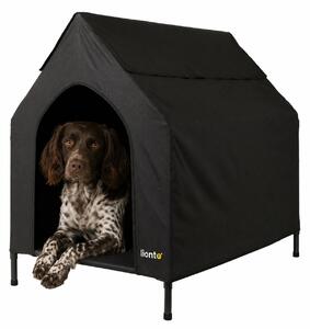 Lettino per cani lionto con tetto, lettino per cani resistente alle intemperie per interni ed esterni, traspirante e di facile manutenzione, 110x75x105 cm, nero