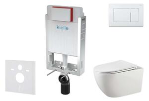 Kielle Genesis - Set con modulo di installazione, vaso WC Gaia con copriwater softclose e placca di comando Gemini III, bianco lucido 30505SZ23