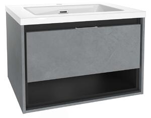 Kielle Meara - Mobiletto con lavabo 60 cm, cemento/nero opaco 50026S605