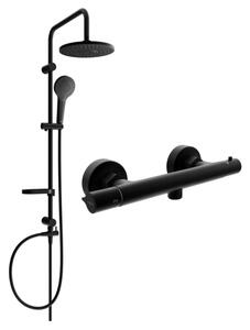 Mexen Erik set doccia esterno con soffione e miscelatore doccia termostatico Slim, nero - 77105205-70