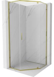 Mexen Exo cabina doccia pentagonale a battente 90 x 90 cm, trasparente, oro - 812-090-090-50-00