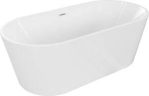 Mexen Luna vasca da bagno freestanding 140 x 75 cm, bianca, troppopieno bianco - 52031407500-20