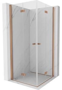 Mexen Mist-F Duo cabina doccia pieghevole 80 x 80 cm, trasparente, rame spazzolato - 8A6-080L-080P-65-00