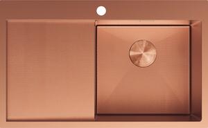 Mexen Exar lavello in acciaio inox a 1 vasca con scolapiatti, destro 780 x 480 mm, rame HC - 6434781010P-65HC