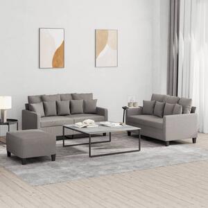 Set di Divani 3 pz con Cuscini Tortora in Tessuto