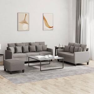 Set di Divani 3 pz con Cuscini Tortora in Tessuto