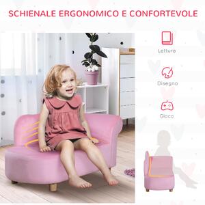HOMCOM Poltroncina per Bambini con Design a Coniglio e Gambe in Legno,  53x47x54.5cm, Crema