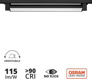 Faro LED Lineare 24W per Binario Monofase, Orientabile Nero - OSRAM LED 100° Colore Bianco Caldo 2.700K