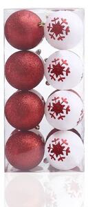 Set di palline di Natale in plastica bianche e rosse 16 pezzi