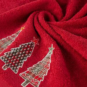 Asciugamano natalizio in cotone rosso con alberi Larghezza: 70 cm | Lunghezza: 140 cm