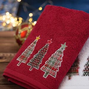 Asciugamano natalizio in cotone bianco con alberi Larghezza: 70 cm | Lunghezza: 140 cm