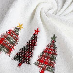 Asciugamano natalizio in cotone bianco con alberi Larghezza: 70 cm | Lunghezza: 140 cm