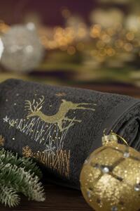 Asciugamano natalizio in cotone grigio con cervo Šírka: 50 cm | Dĺžka: 90 cm