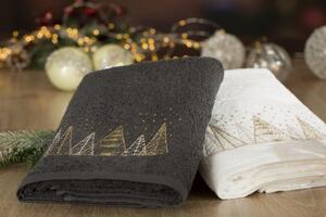 Asciugamano in cotone antracite con ricamo natalizio dorato Šírka: 50 cm | Dĺžka: 90 cm