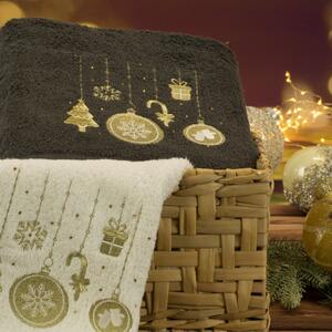 Asciugamano natalizio in cotone nero con decorazioni natalizie Šírka: 50 cm | Dĺžka: 90 cm