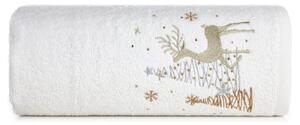 Asciugamano natalizio in cotone bianco con renne Larghezza: 70 cm | Lunghezza: 140 cm