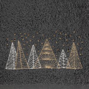 Asciugamano in cotone antracite con ricamo natalizio dorato Larghezza: 70 cm | Lunghezza: 140 cm