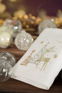 Asciugamano natalizio in cotone bianco con renne Šírka: 50 cm | Dĺžka: 90 cm