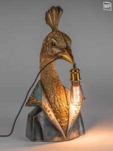 Lampada da tavolo decorativa pavone dorato in frac H. 58 cm oro antico Formano