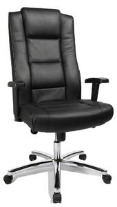 Poltrona da ufficio con braccioli, in pelle, dimensioni 64x63x120 cm, colore nero