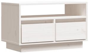 Mobile Porta TV Bianco 60x35x37 cm in Legno Massello di Pino