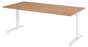 Scrivania bümö Serie XB - Decorazione: noce, dimensioni: 200 x 100 cm, struttura: bianco/alluminio lucido