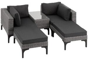 Tectake 404796 salottino in rattan con telaio in alluminio bellaria - grigio