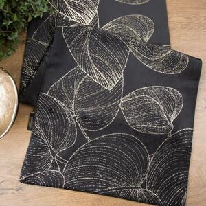 Tovaglia centrale in velluto con stampa a foglie nere lucide Larghezza: 35 cm | Lunghezza: 180 cm
