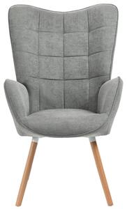 Sedia da ufficio grigia, imbottita, con braccioli e gambe in legno, dimensioni 66x71x106 cm