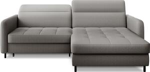 Divano angolare grigio allungabile/con contenitore (con penisola a destra/con chaise lounge) e rivestimento in velluto Gomsi – ELTAP
