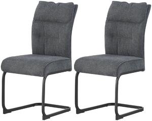 Xonox.home Set di 2 sedie Swing Frieda in ciniglia color antracite (L/H/D): 47 x 94 x 61 cm