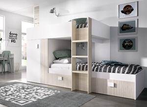 Composizione camera da letto Araba, 271x111h150 cm, Bianco e Rovere