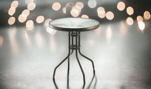 Tavolo tondo da esterno in metallo con piano in vetro effetto ondulato Ø60xh.70 cm Hammer