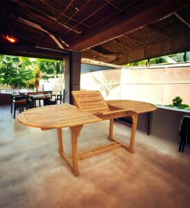 Tavolo ovale da giardino estensibile in legno di acacia 180/240x100x74h cm Open