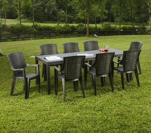 Tavolo da giardino allungabile 8-10 posti 150/220x90cm effetto doghe antracite - Arabesch