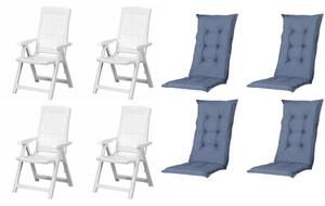 Set di 4 sedie pieghevoli Progarden Tampa con cuscino, bianco / cobalto
