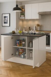 Isola per cucina moderna 155x90x90h cm bianca lucida e ardesia - Tartaro
