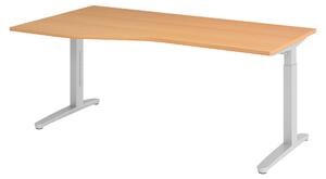 Scrivania bümö serie XB - Struttura: argento, finitura: faggio, dimensioni: 180 x 100 cm