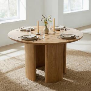 Tavolo da pranzo ARVIKA rotondo 120 cm, finitura rovere - Tavolo moderno per sala da pranzo in MDF con decori in legno, robusto e stabile, per 4 persone, superficie di facile manutenzione, ideale per cucina o zona pranzo