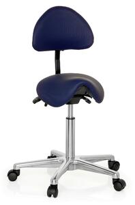 Sedia da ufficio Studio, rivestita in ecopelle, colore blu, regolabile in altezza, dimensioni 105x36x40 cm