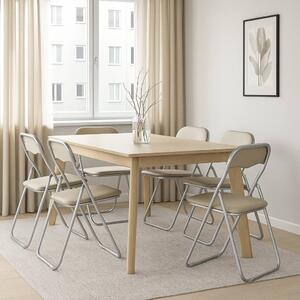 Set 6 sedie pieghevoli imbottite beige struttura in metallo - Antenore