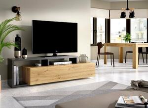 Porta TV rovere nodi e antracite 165x40x46h cm modulabile - Argon