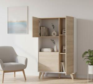 Credenza alta rovere e bianca 81x43x135h cm 3 ante - Crono